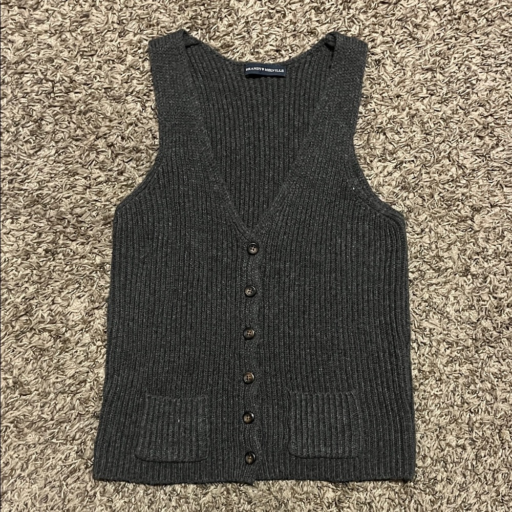 Dark Gray Button-Up Knit Vest